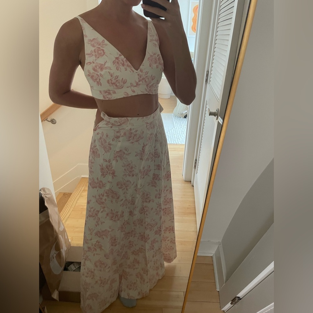 Floral Pink Maxi Skirt Set